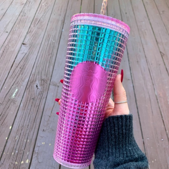 Starbucks Other - Starbucks Summer Pink & Blue Grid Studded …